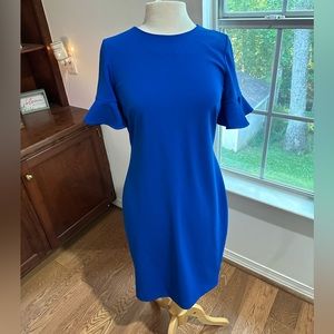 Royal Blue Ruffle Sleeve Calvin Klein Dress